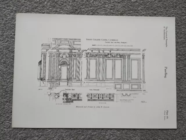 Meistersitz und Wandverkleidung Trinity College Cambridge - antiker Druck - 1928