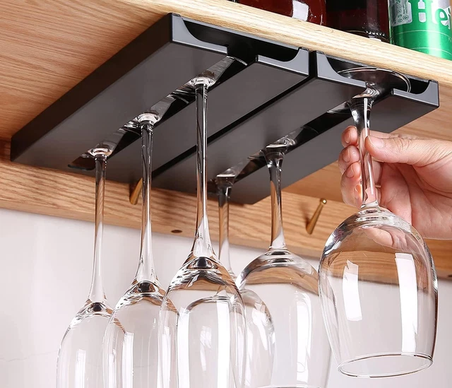 2 Pack Wine Glass Holder under Shelf or Cabinet Punch-Free Wine Glass Rack Plast