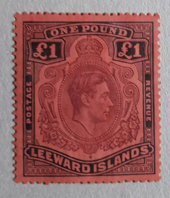 LEEWARD ISLANDS 1942 KGV1 SG114a £1 purple & black/carmine MVLH