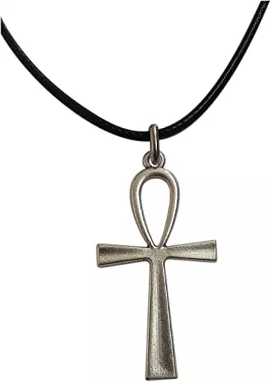 Ankh egiziano ciondolo placcato argento con collana. Croce chiave della vita