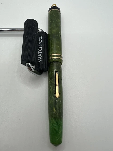 VINTAGE Wahl Eversharp Green Marble Celluloid Fountain Pen *MISSING TIP*