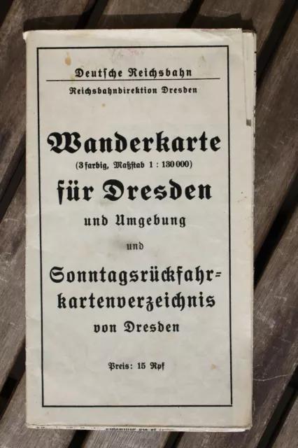 750 Landkarte Wanderkarte für Dresden + Umgebung mit Reichsbahn Verzeichnis 1920