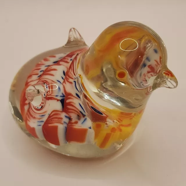 Millefiori Art Glass Hand Blown Paperweight Bird Chick Small