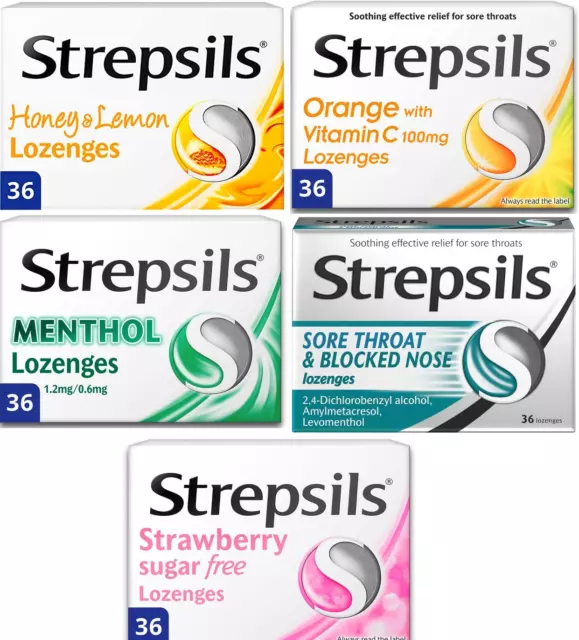 Strepsils 36 Lozenges For Sore Throat & Blocked Nose