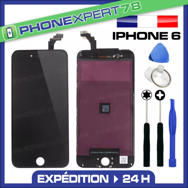 Vitre Tactile + Ecran Lcd Retina Sur Chassis Pour Iphone 6 Noir + Outils