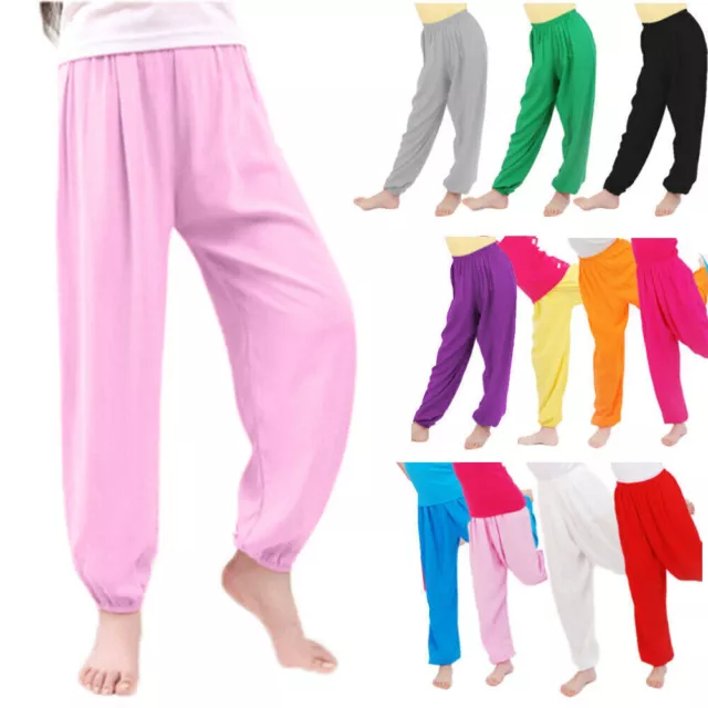 Pantaloni Ragazze Ragazzi Harem Ali Baba Pantaloni Lunghi Baggy Per Bambini Bambini Fondo #