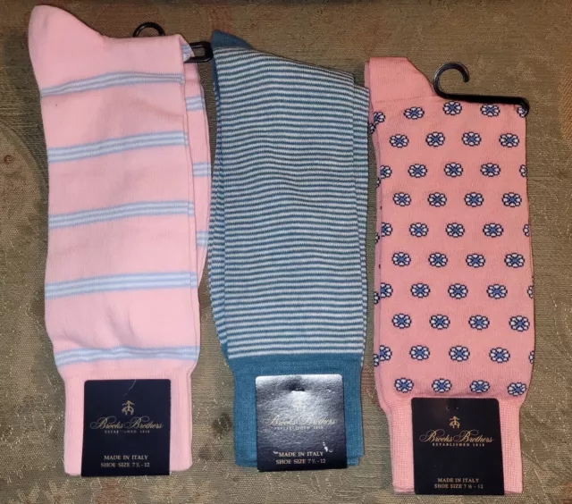 Brooks Brothers High Quality Socks 3 Pairs All Brand New All Different Patterns