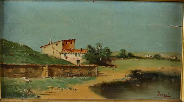 Carmen Diaque Antiguo Pintura Al Óleo Paisaje Lago Josefina Diaque De Garcia