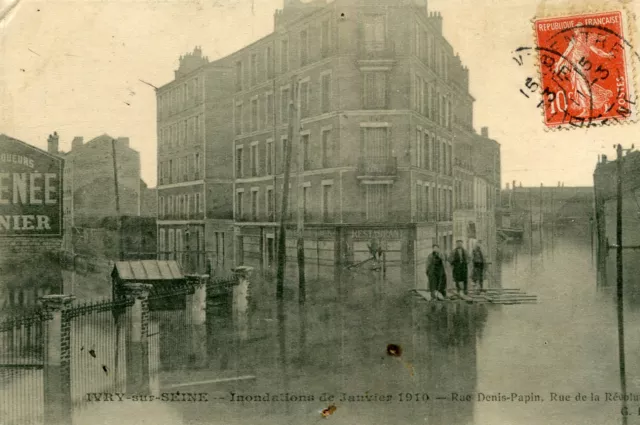 IVRY SUR SEINE Inondations Janvier 1910 Rue Denis Papin Rue de la Révolution