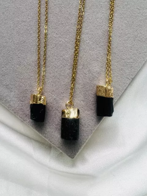 Black Tourmaline necklace, Raw Crystal healing Jewellery, Stone Necklac for Her 2