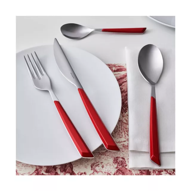 Set Posate Grace Bugatti 24 Pezzi Acciaio Inox - Manico Rosso Design Elegante