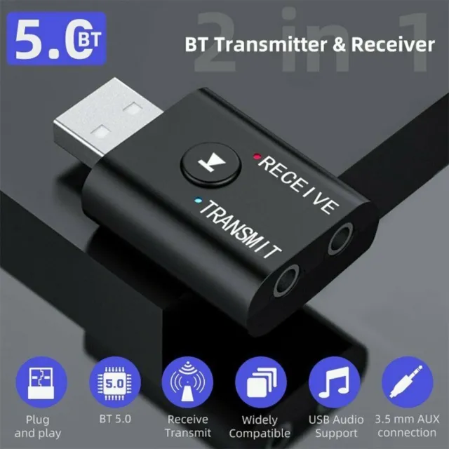 Adattatore aux audio wireless 3 5 mm USB BTcompatibile 5 0 ricevitore trasmettitore
