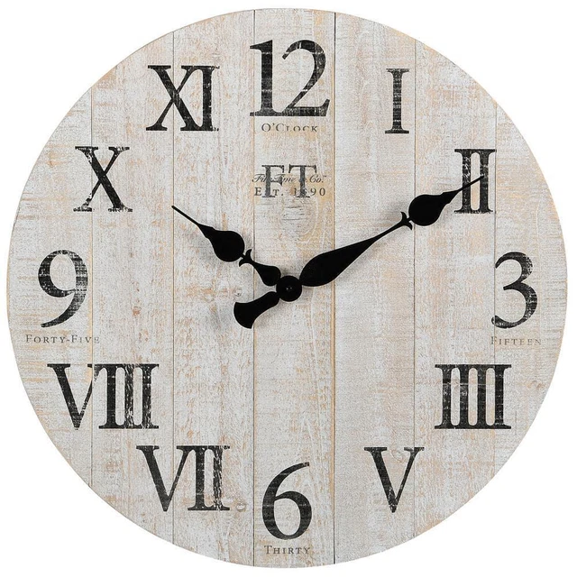 FirsTime & Co Analog Wall Clock White Rustic Farmhouse Barn Wood 24 in. Dia