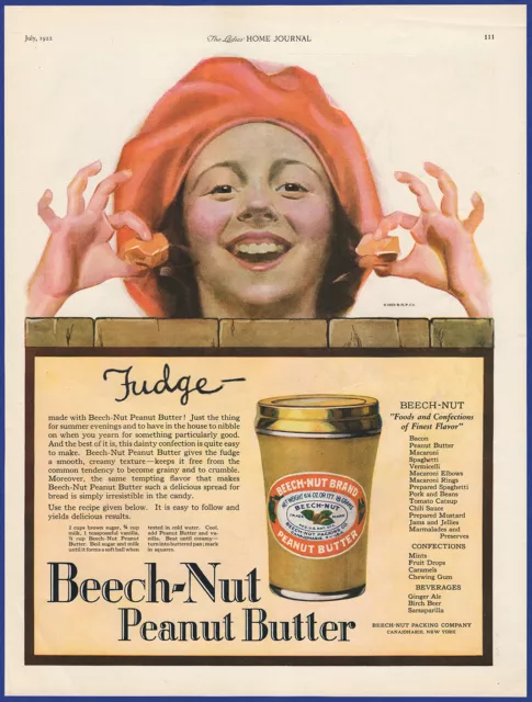 Vintage 1922 BEECH-NUT Peanut Butter Kitchen Art Décor Ephemera 1920's Print Ad