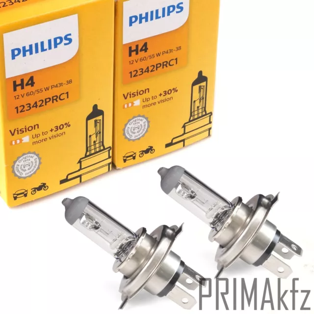 PACK 2x Ampoule pour voiture Philips VISION 12342PRC2 H4  P43t-38/60W/55W/12V