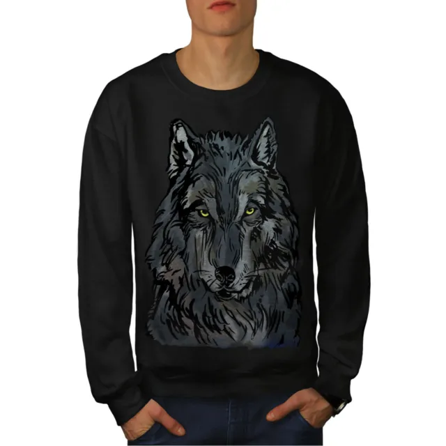 Wellcoda Old Wolf Beast Eye Mens Sweatshirt, Lonely Casual Pullover Jumper