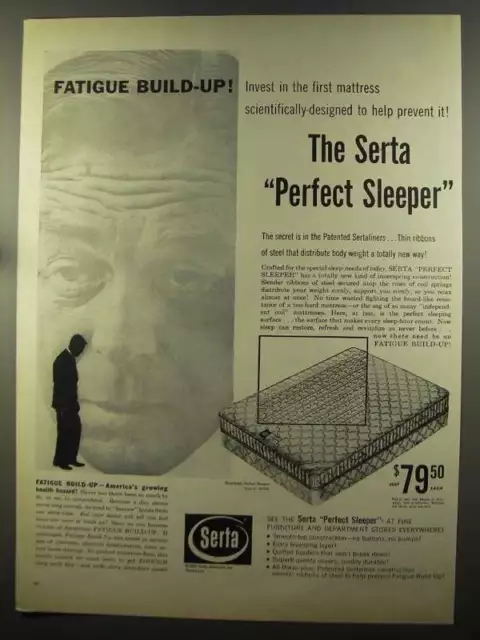 1960 Serta Perfect Sleeper Mattress Ad - Fatigue