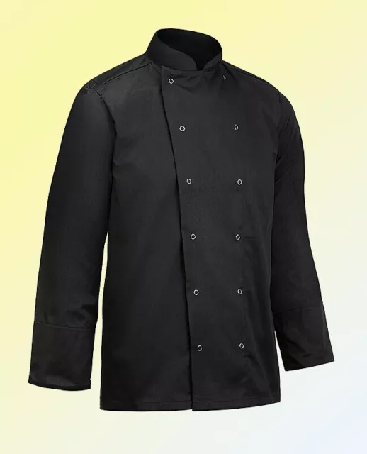 Poly Cotton Chef Jacket black Long Sleeve Kitchen Wear Uniform Butcher Coat Hote