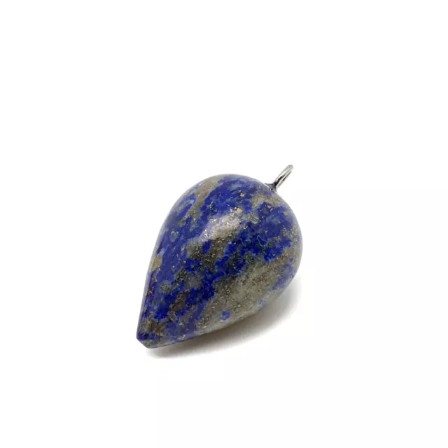 Lapis Lazuli Necklace Chunky Natural Gemstone Cone Pendant Silver Plated Chain