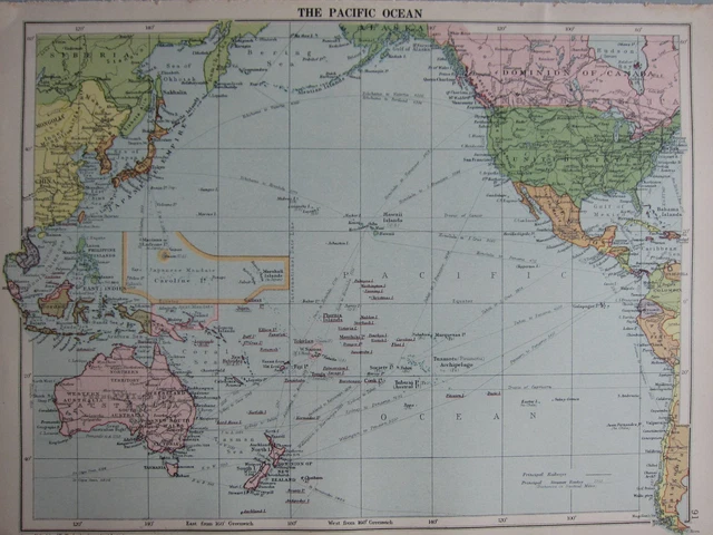 1935 MAP Pacific Ocean Australia - 1935 Map Pacific Ocean Australia Hawaii Islands.webp