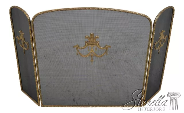 F64086EC: Regency Style Brass Framed Fireplace Screen