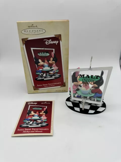2005 Hallmark Keepsake Ornament Soda Shop Sweethearts Disney Mickey & Minnie