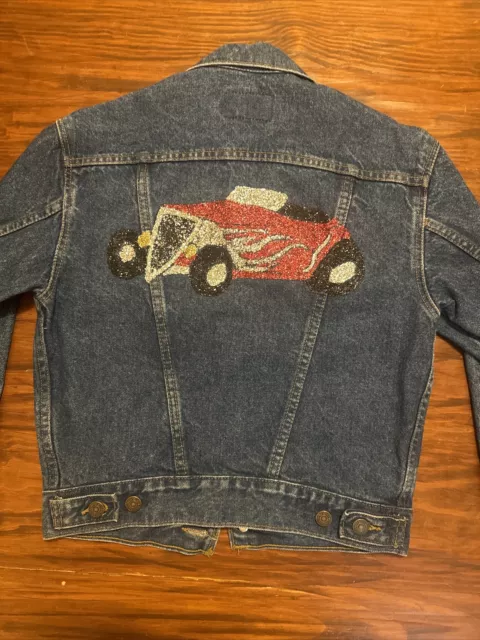 Vintage Levi’s Dark Denim Trucker Jacket Glitter Hot Rod 57508-0218 size S