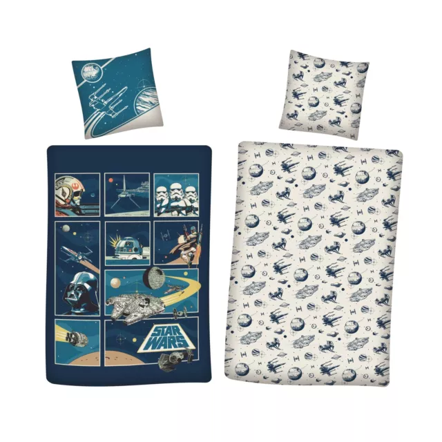 Star Wars Ropa de Cama Reversible Set 2 Piezas 135 X 200CM 80 x 80cm