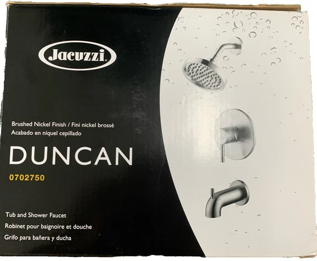 JACUZZI DUNCAN Shower Head & Tub Faucet with Valve Brushed Nickel