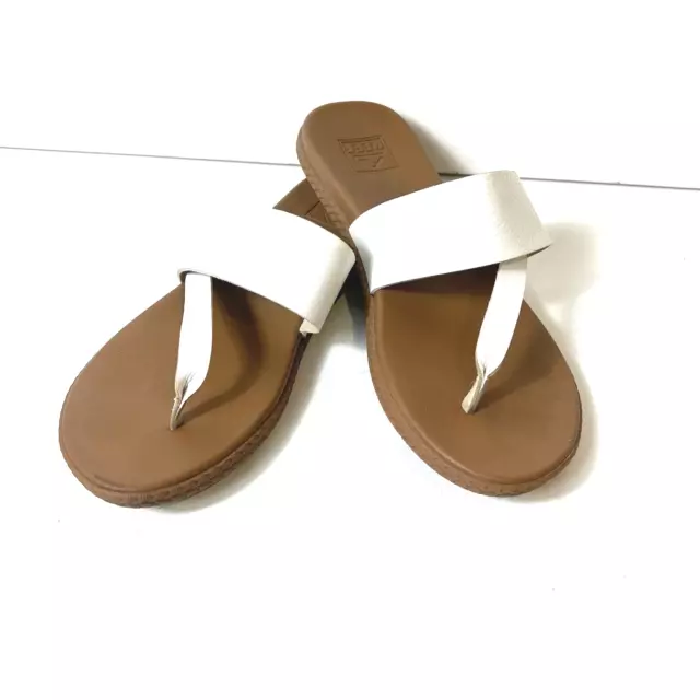 Reef Thong Flip Flop Faux Leather White Summer Casual Sandals Women Sz 9 Slip On