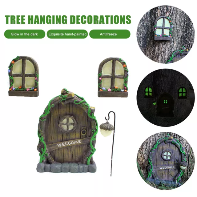 3Pcs Cute Miniature Fairy Garden Window Door Elf Home Art Sculpture Decoration🌱