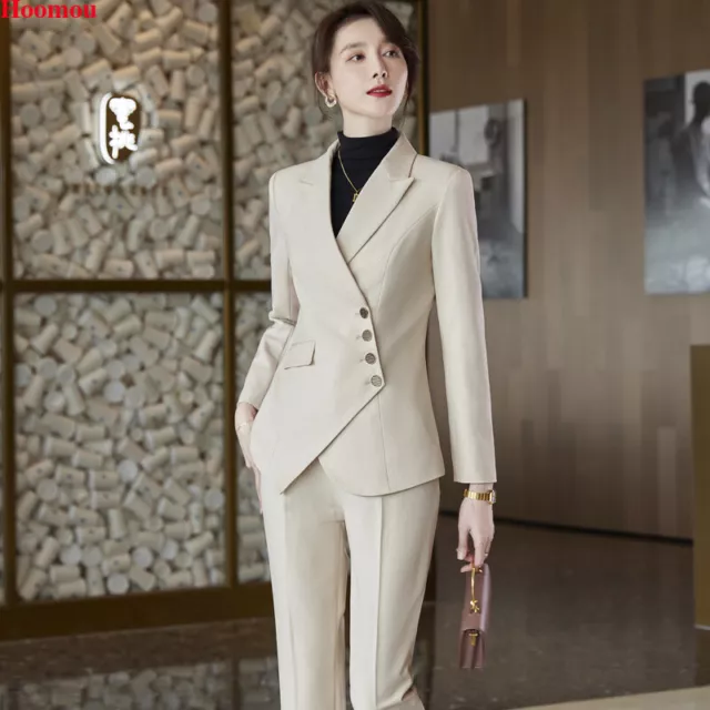 Spring Fall Korean Women Slim Business Workwear Formal Suits Blazer Coat Jacket