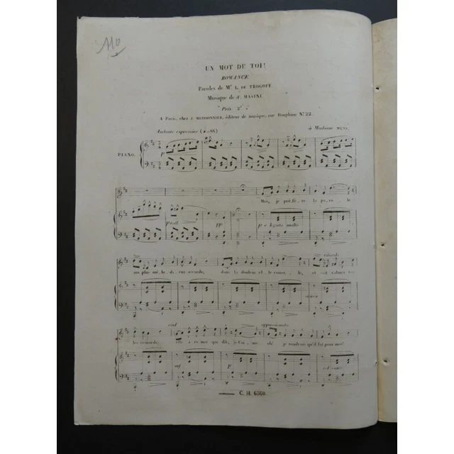 MASINI F. Un mot de toi Chant Piano ca1840 3