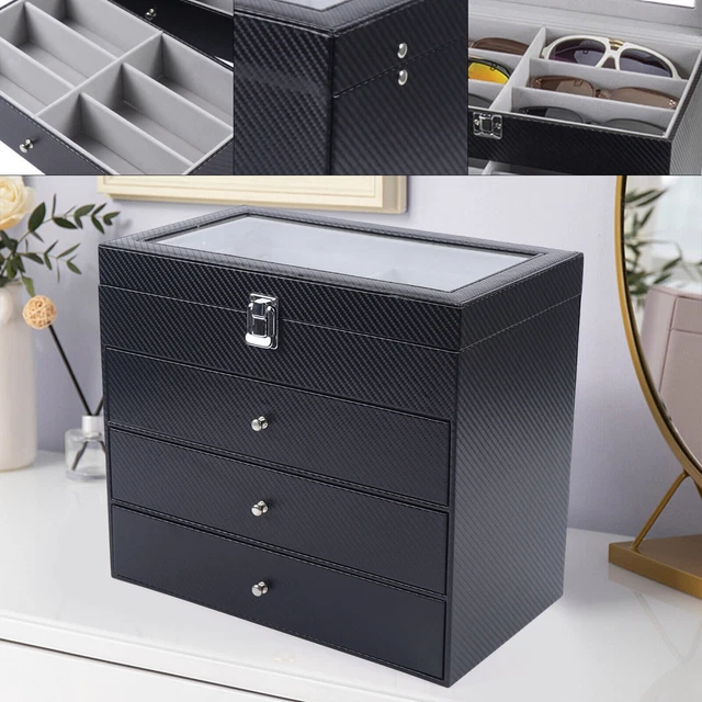 24-Grids Eyeglass Glasses Sunglasses Storage Display Box/ Holder Organizer Case