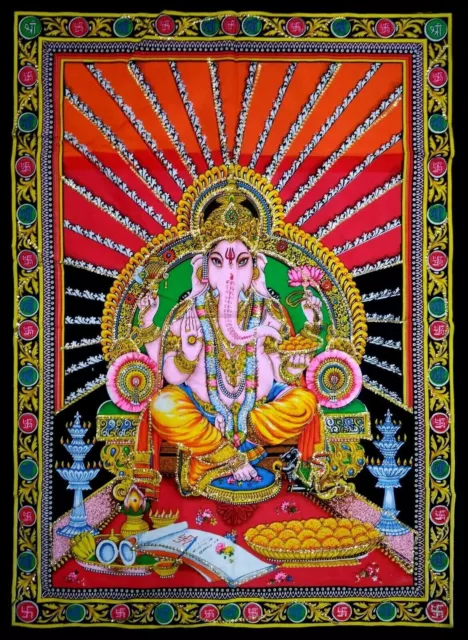 Lord Ganesha Indischer Wandteppich Wandbehang Dekor Böhmisches...