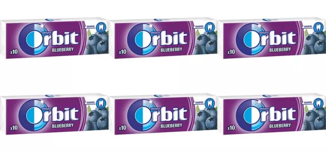 6 gomme da masticare Orbit Blueberry, 0,5 once. (14 g.)