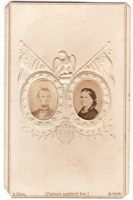 ANTIQUE CDV CIRCA 1860s PRESIDENT ABRAHAM LINCOLN & MARY TODD A.E. ALDEN