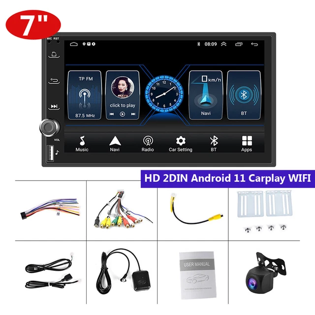 7" 2GB+32GB Android 11 Carplay Car FM/RDS Radio Stereo GPS Wifi Reversing Camera