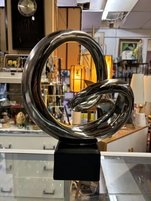 MID-CENTURY MODERN INFINITY Loop Sculpture 16 Silver Metal Knot Abstract  Art $115.00 - PicClick