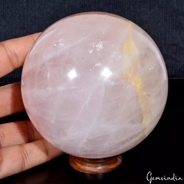 5980 Cts Large Natural Pink Rose Quartz Crystal Sphere Healing Ball Chakra Decor