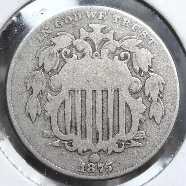 1875 Shield Nickel, Double Die Obverse, FS-101, Strong Obvious Doubling  1028-01