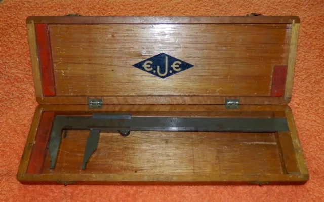 ✔️  ANTIGUO  y  ENORME  CALIBRE  o  PIE  de  REY  en  CAJA  de  MADERA  ✔️