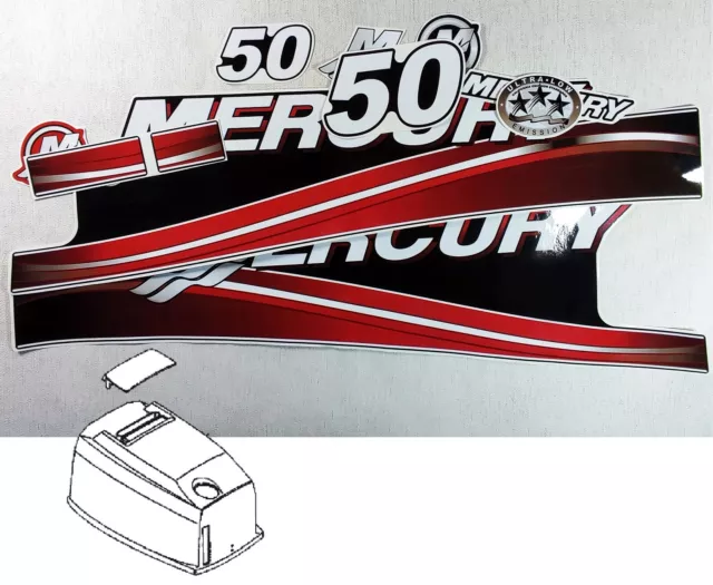 For MERCURY 50 two stroke, ( 3-CYL ) Vinyl decal set from BOAT-MOTO/ sticker kit