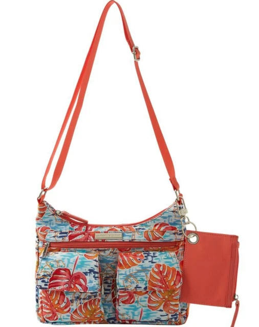 Samantha Brown To-Go Double Pocket Hobo Paradise Waters Tropical Zip Bag NWOT