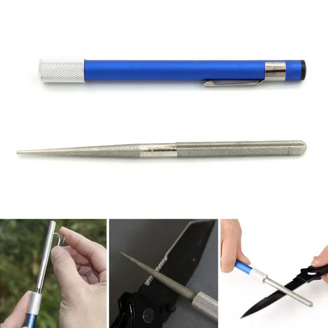 Mini Pen Sharpener Knife Diamond Grit Tool Outdoor Fish Hook Sharpening Tools