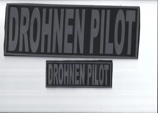 2 Patch mit Klett Aufnäher Emblem Etikett reflektierend DROHNEN PILOT SCHWARZ Ne