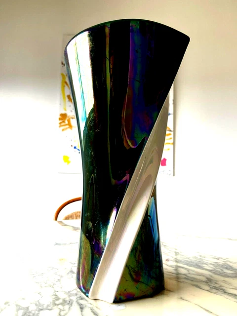 VERCERAM Grand vase vintage design en céramique irisée VALLAURIS 60/70