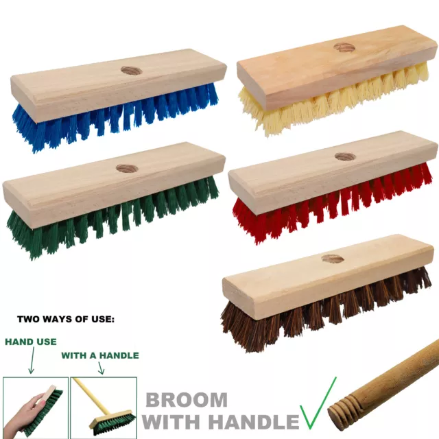 Scrubbing HAND Brush Wooden Stiff Hard Deck Bristle Floor Sweep 7 180mm  Blue