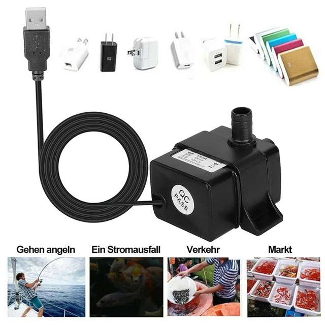 MINI TAUCHPUMPE WASSERPUMPE 120L/H Teich Brunnen Pumpe Aquarium Pumpe