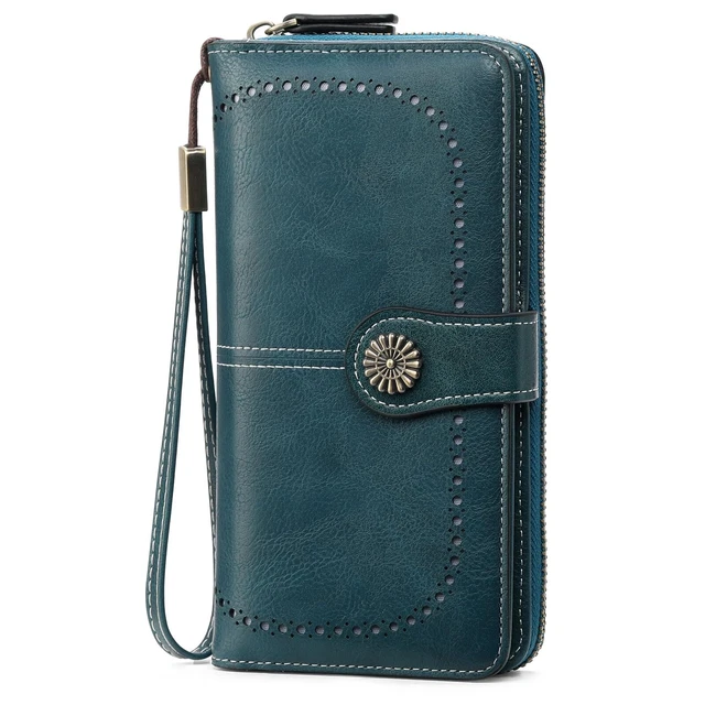 Porte-cartes En Cuir RFID Pour Femme - 12 Emplacements + Poche à Billets - Dimensions 11,4x8,4x4 Cm